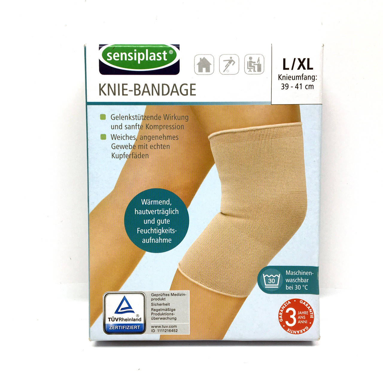 

Бандаж еластичний на коліно 39-41cm L/XL "Sensiplast" 7670.