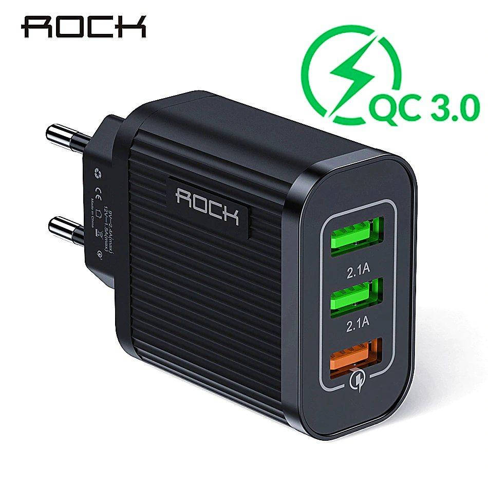 

ROCK Quick Charge 3.0 3 USB порта 5V/2.4A 9V/1.8A 12V/1.5A зарядное устройство QC3.0 Qualcomm, Белый