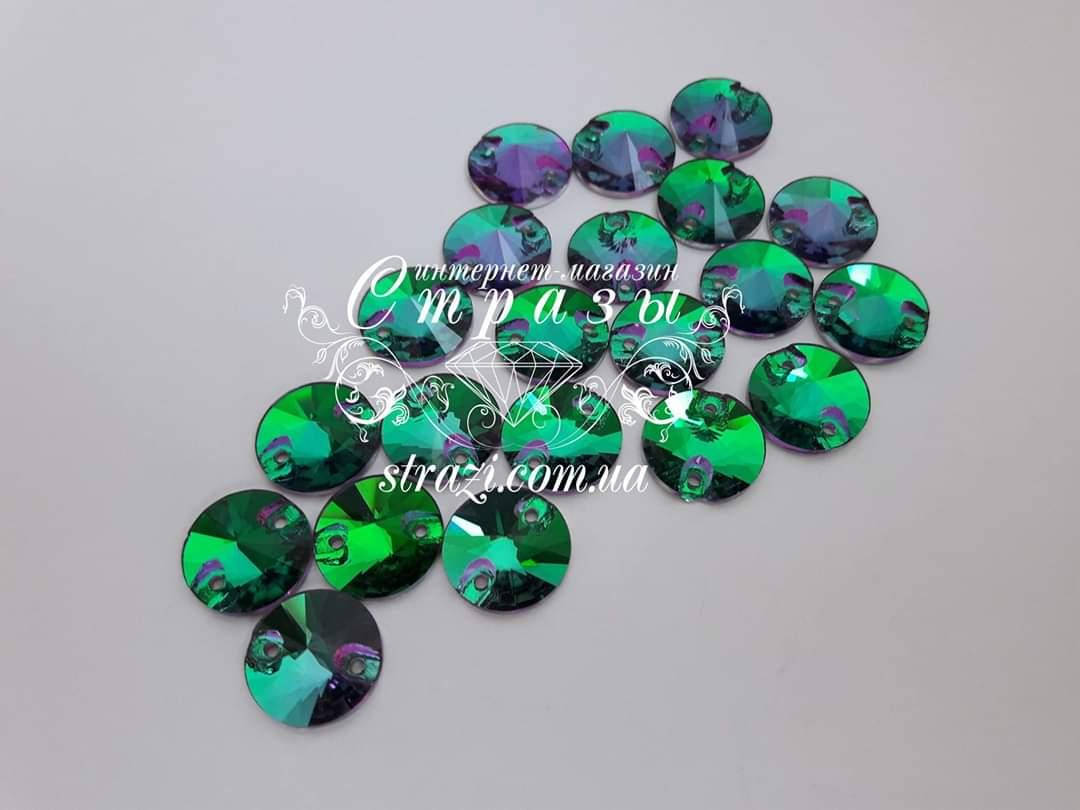

Стразы пришивные Lux Круги 16мм. Emerald