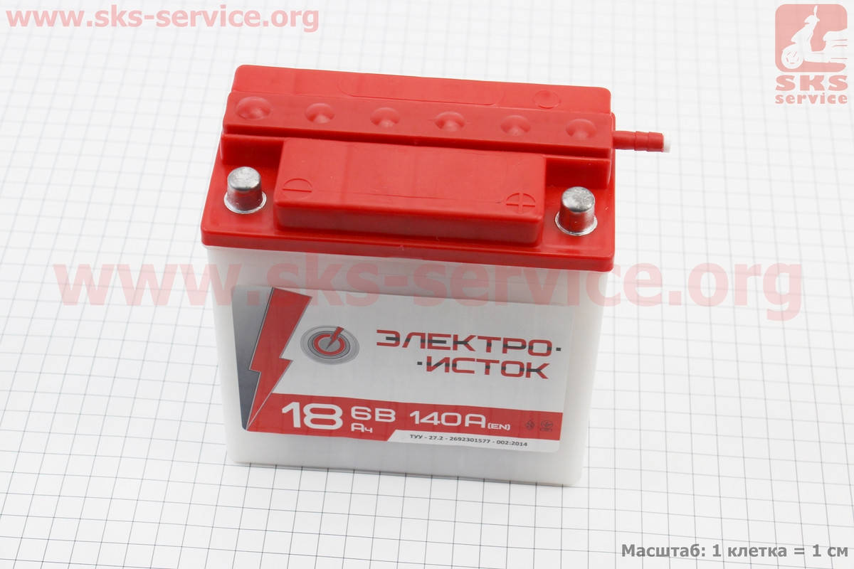

Аккумулятор 6V 18Аh 3МТС-18 кислотный (L140*W75*H140mm), 2021, круглая клема, МТ, ИЖ "Электро-исток" (341438)