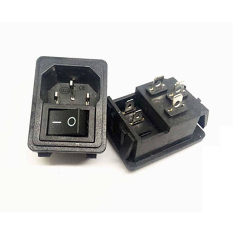 

Разъем штыревой IEC60320 C14 3pin, монтажный, с клавишей, корпус пластик