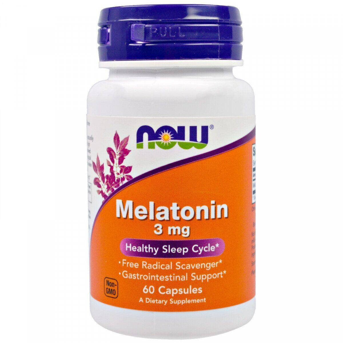 

Мелатонин Now Foods (60 капсул по 3 мг), melatonin, мелатонін