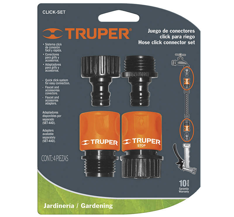 

Набор переходников садовых, пластик 3/4",TRUPER,CLICK-SET.Киев