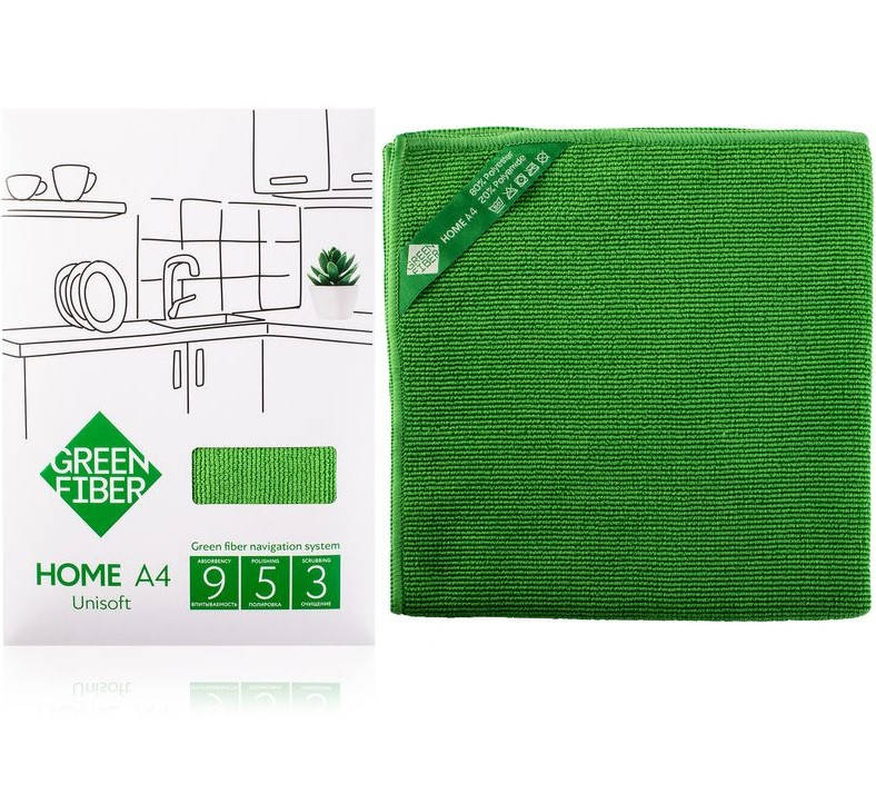 

Салфетка GreenWay Green Fiber HOME A4, Файбер универсальный, зеленый (08059), Зелёный