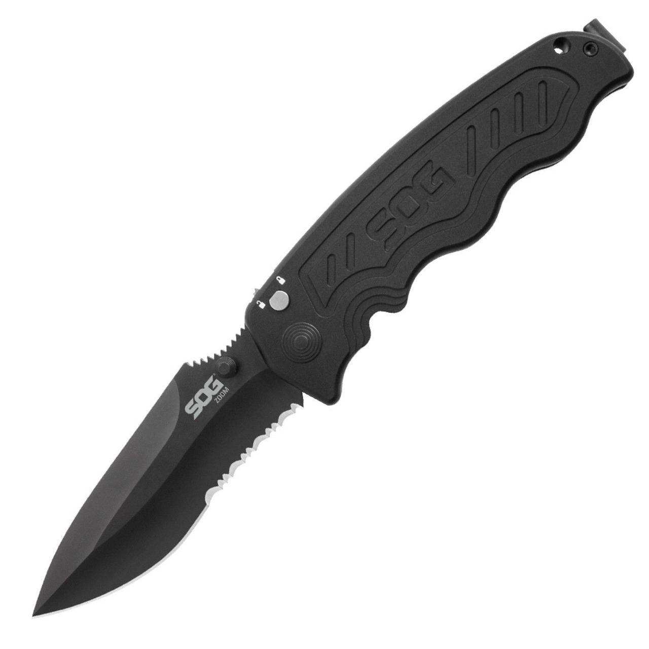 

Тактический складной нож SOG Zoom Serr Black TiNi, Черный
