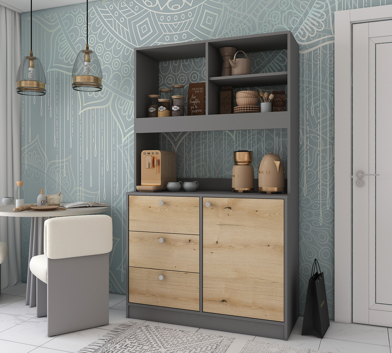 Міні-кухня Doros Лея Графіт/Дуб Евок ДСП 100х43х171 (81359336) 4