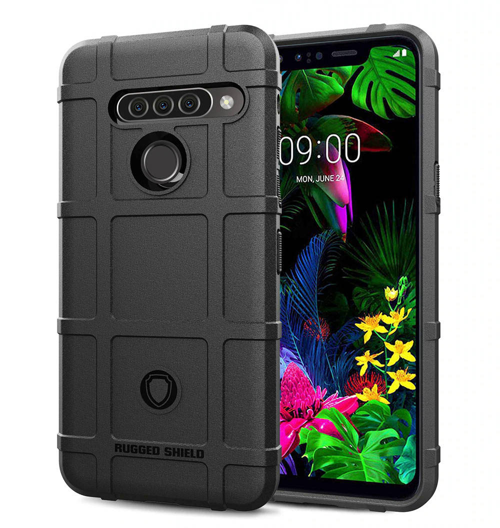 

Противоударный чехол бампер Rugged Shield для LG G8 Thinq черный силиконовый