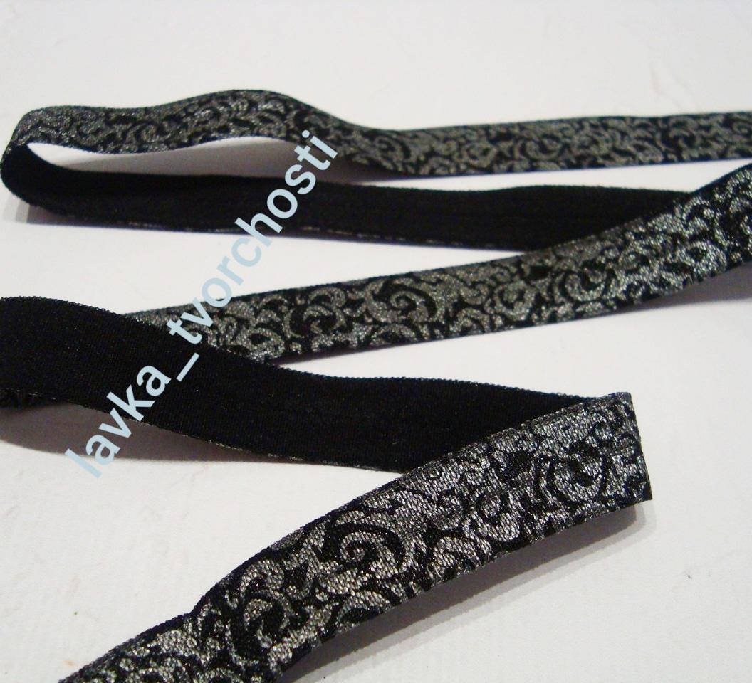 

Еластична резинка срібні завитки 1,5см