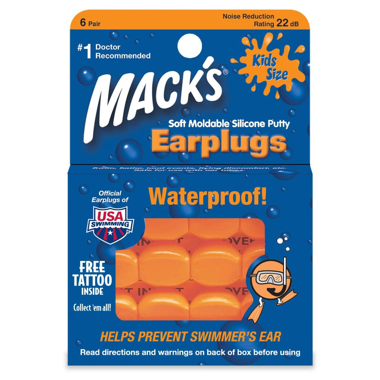 

Детские силиконовые беруши для плавания Mack’s Kids Size