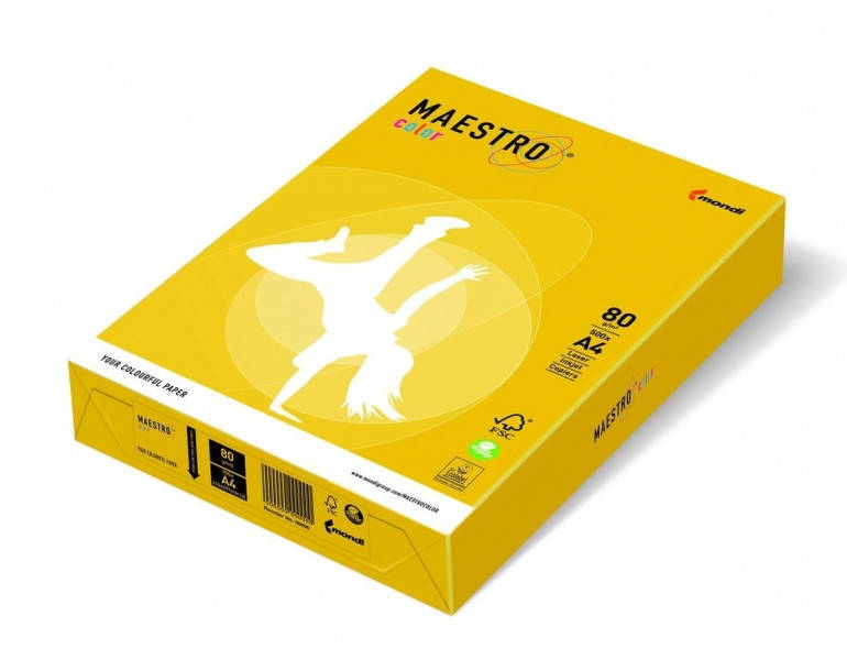 

Бумага цветная А4 160 г/м 250л Maestro Color Intensive SY40 Sun Yellow солнечно-желтый
