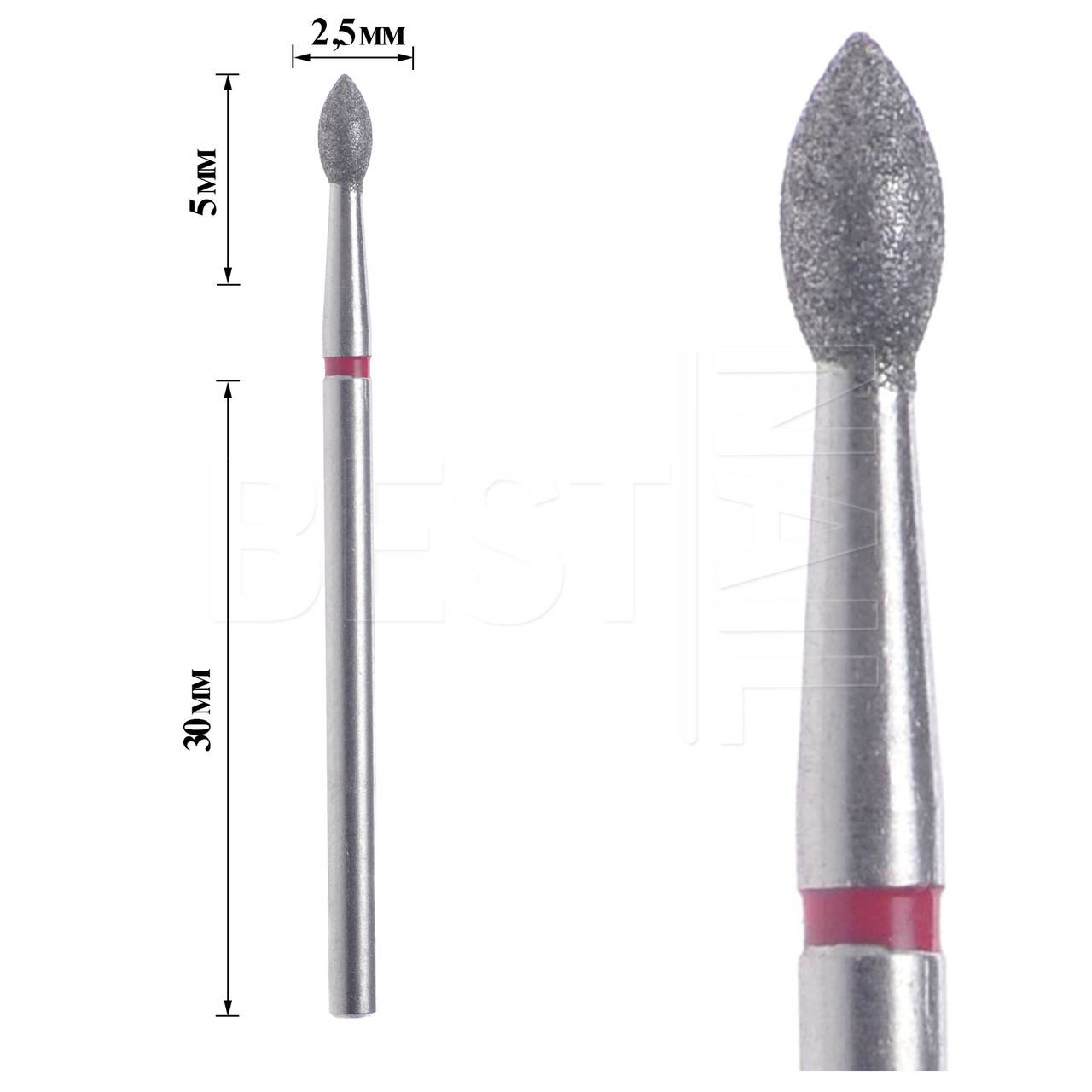

Фреза алмазная ВЛАДМИВА почка Ø 2,5 мм (красная насечка), Красный