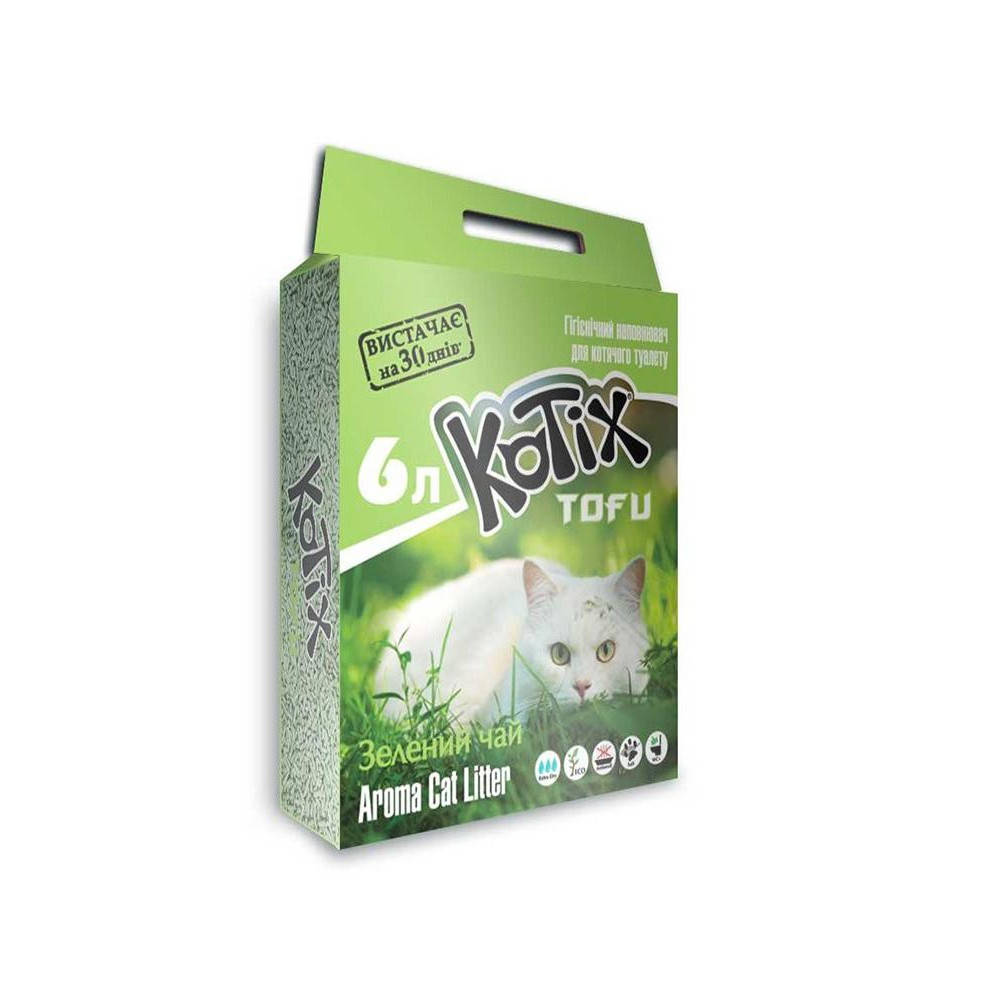 

Kotix Tofu Green Tea 6 л / 2,6 кг - Соевый наполнитель для кошачьего туалета