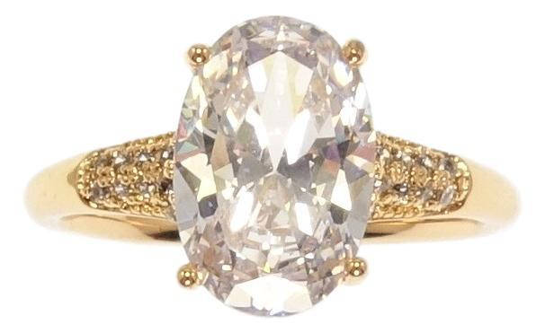 

Кольцо Xuping Позолота 18K "Граненный кристалл на шинке с цирконием" р.16.5,17.5