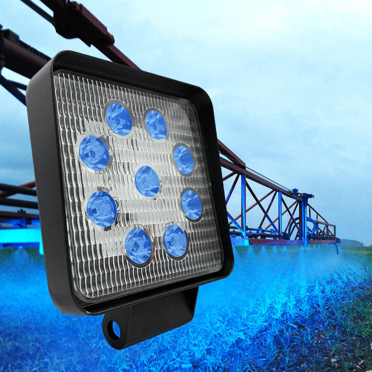 

27W/15 (9x3W/СИНЬОГО СВІТЛА, квадратний корпус)1600 lm LED Фара робоча JFD-1139В 28мм (GF-009В03С), Синий