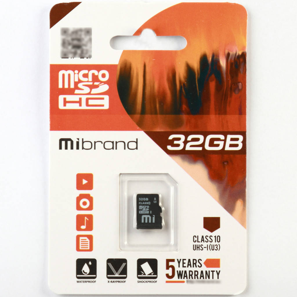 

Карта пам'яті Mibrand microSDHC 32GB Class 10 UHS-I (U3) Без адаптера