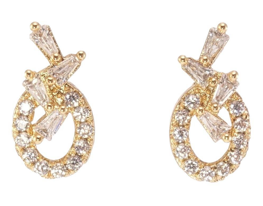 

Серьги Xuping Позолота 18K гвоздики (пусеты) "Овалы с узором из кристаллов"