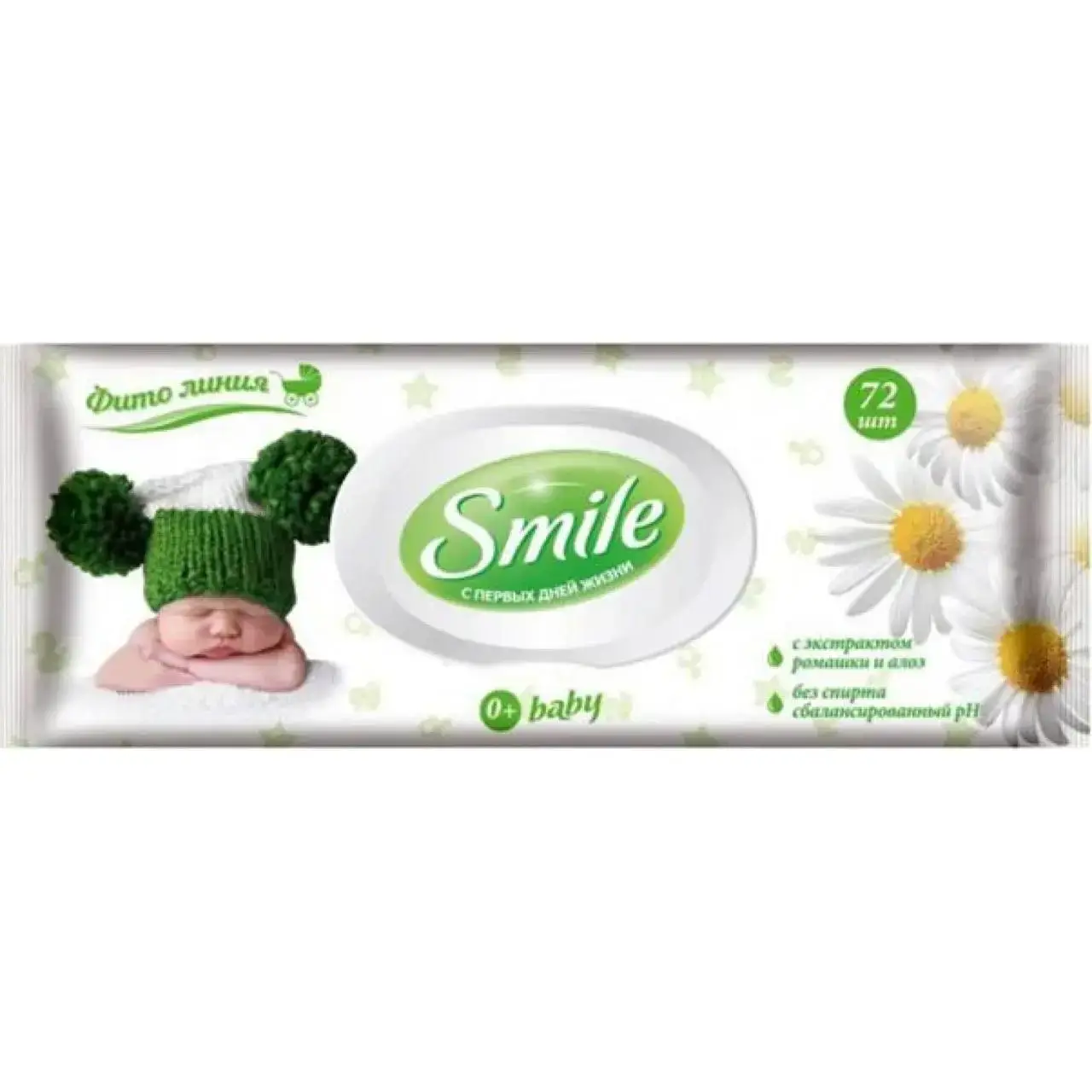 

Салфетки влажные детские Smile Baby алоэ+ромашка 72 шт. с клапаном
