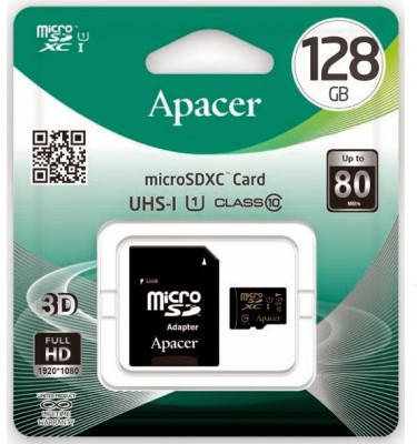 

Карта памяти Apacer 10 класс + SD адаптер 128 GB