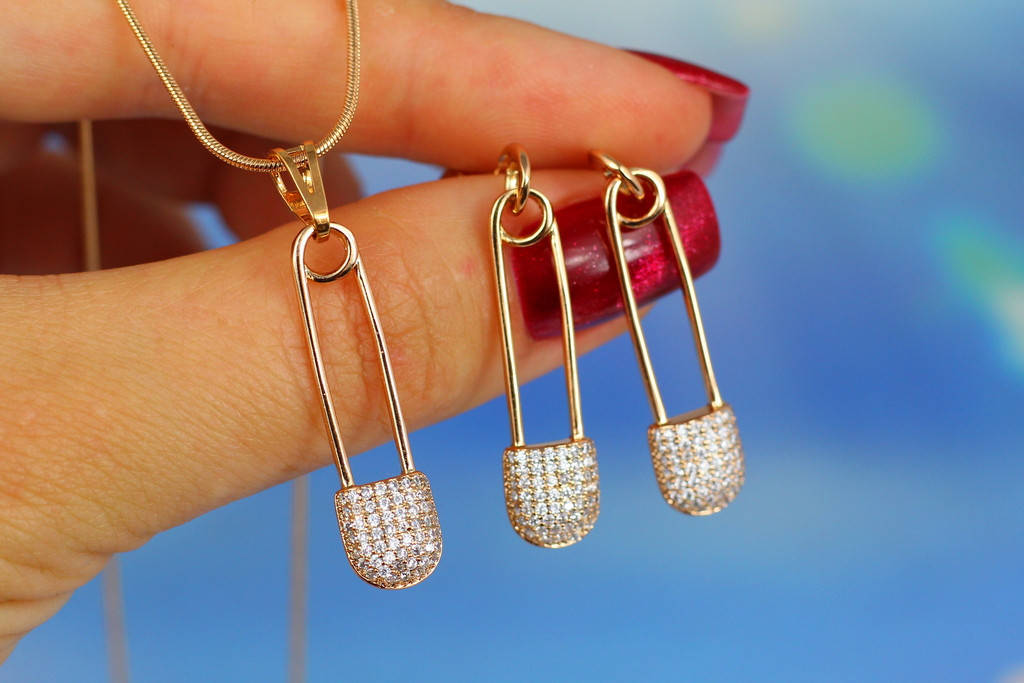 

Набор Xuping Jewelry серьги с кулоном булавки 3 см золотистый