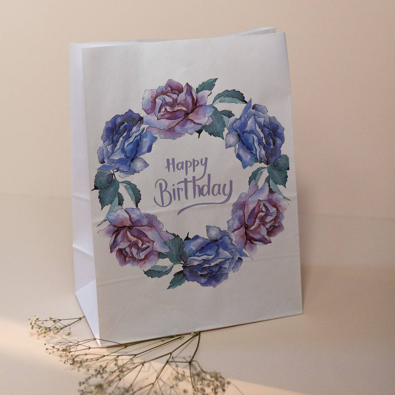 

Пакеты на день рождения 260*150*350 мм Подарочный пакет с надписью Бумажный пакет с рисунком, Белый