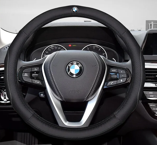 

Чехол оплетка на руль кожаная для автомобиля с логотипом BMW натуральная кожа, Черный