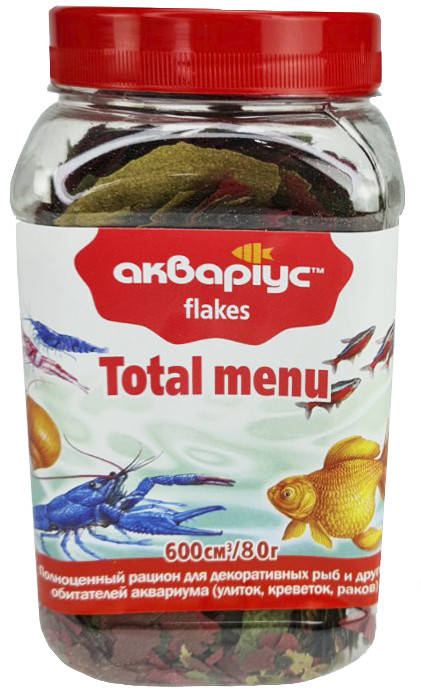 

Корм Аквариус, Total Menu - Flakes 80 г. Корм для аквариумных рыб в хлопьях