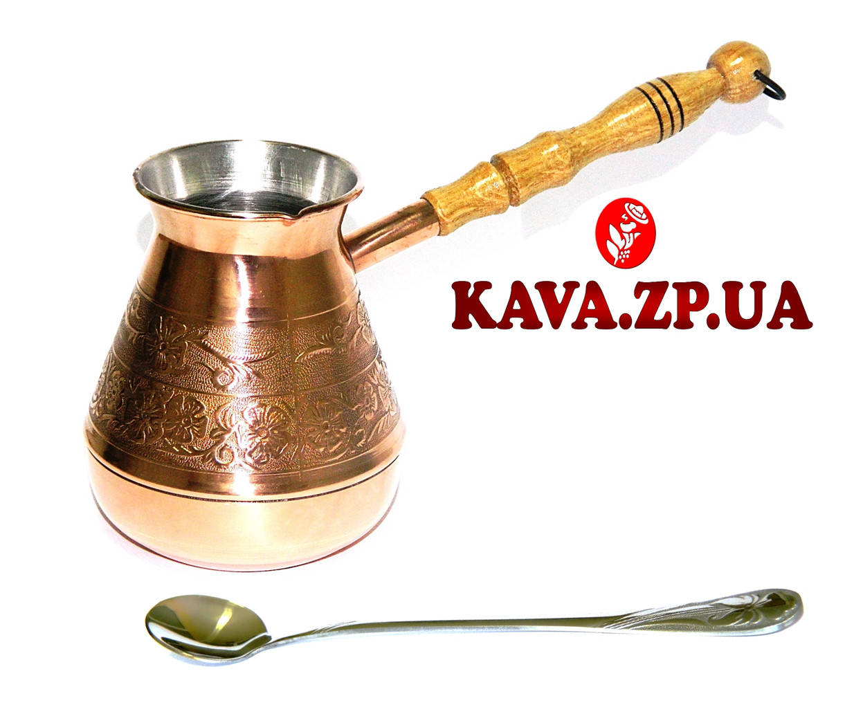

Медная чеканная турка Флавер 430 мл + длинная ложка