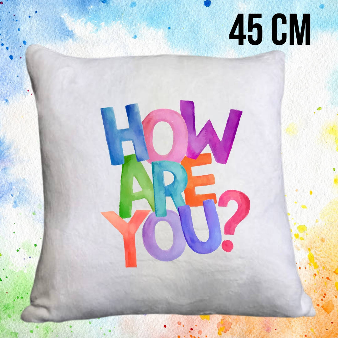 

Белая плюшевая подушка 45см с печатью