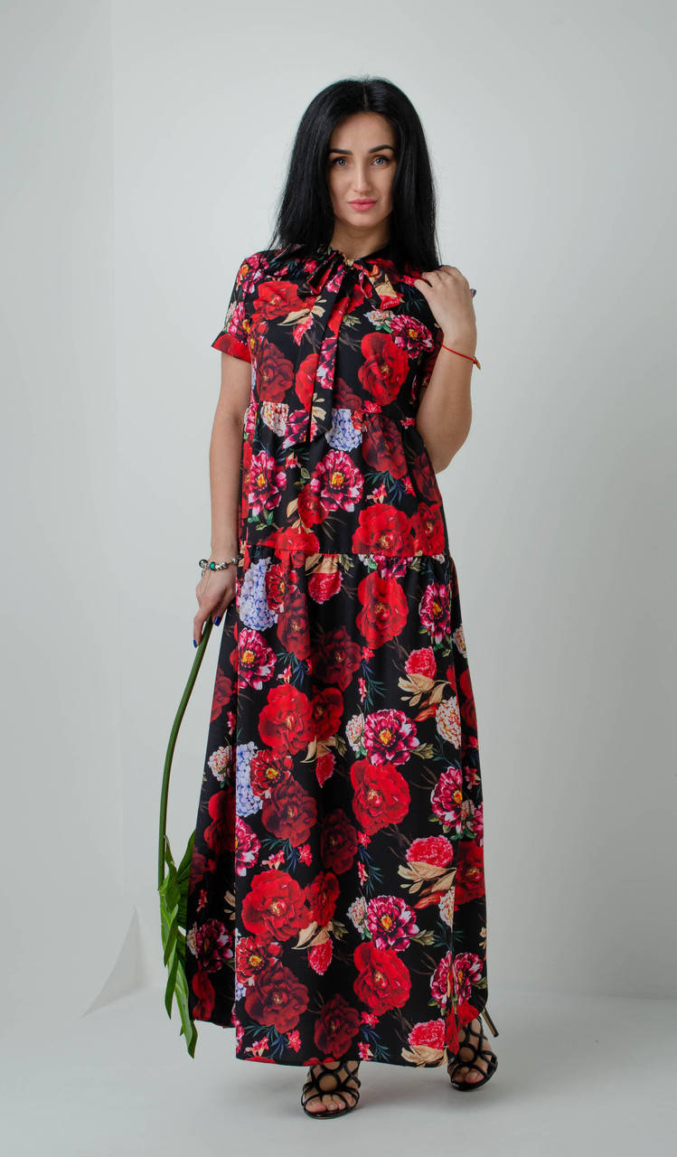 

Легкое свободное молодёжное платье размеры двойные 44-46