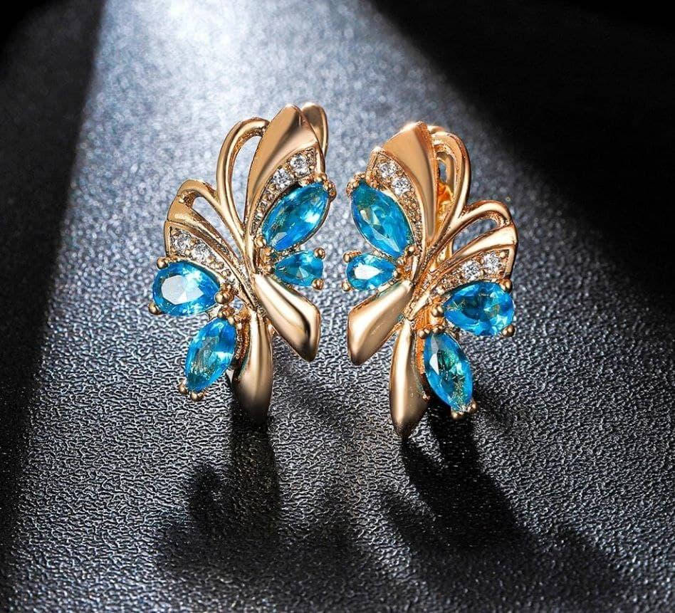 

Серьги женские с голубым камнем классические / сережки женские 8453