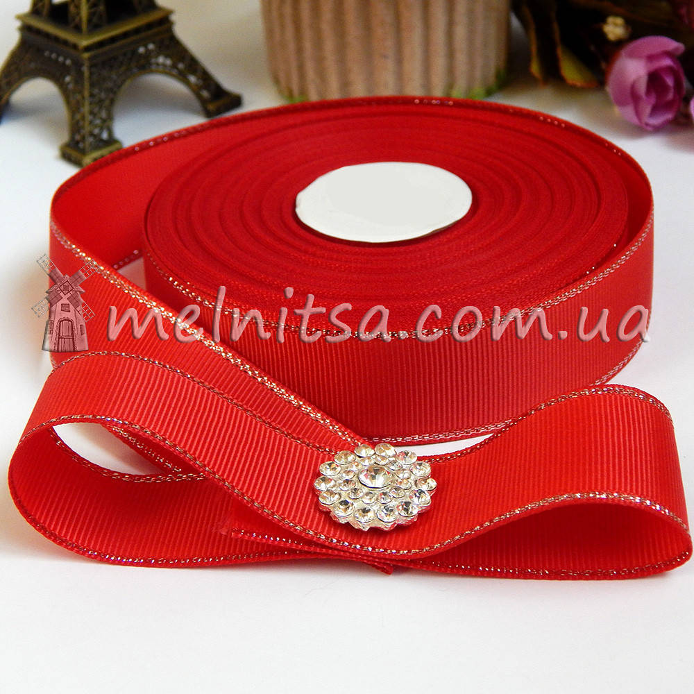 

Лента репсовая с серебр. люрексом 25 мм, красный