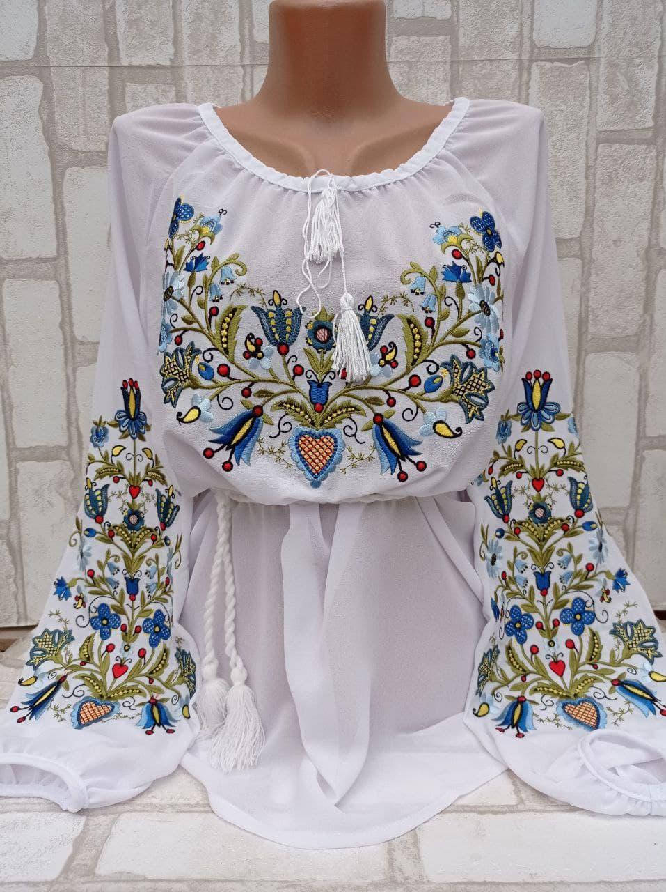 

Вышиванка женская на шифоне "Весняночка" 42-58 рр