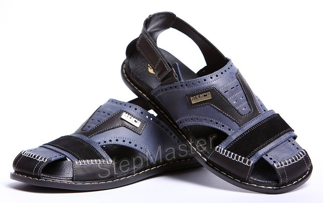 

Босоножки мужские кожаные Kristan ST Blue-Black, Синий