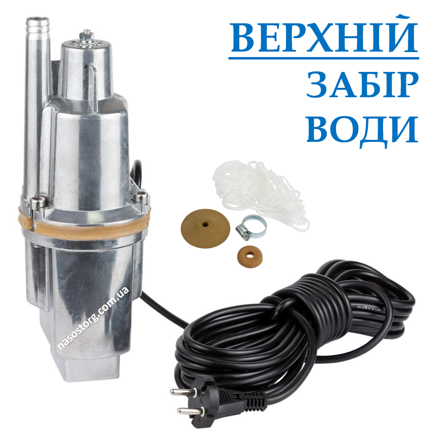 

Насос погружной вибрационный WETRON (250 Вт, 10м кабель, 18 л/мин, Ø100 мм, верхний забор воды), скважинный