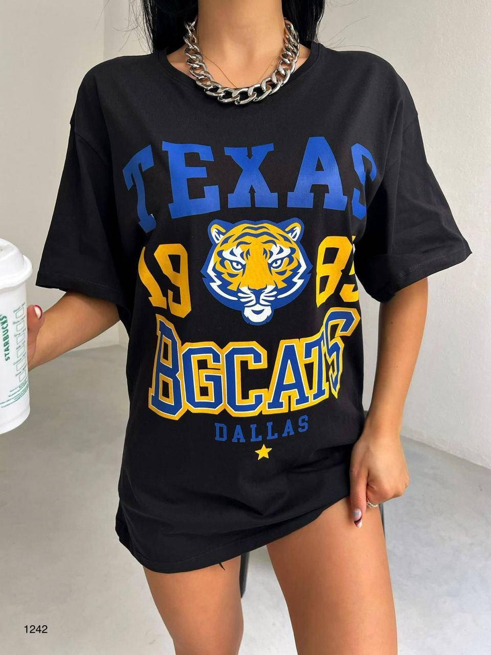 

Стильная женская футболка оверсайз с принтом, футболки женские 42-46 Турция, Черный