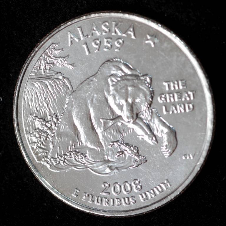 

Монета США 25 центов 2008 г. Аляска