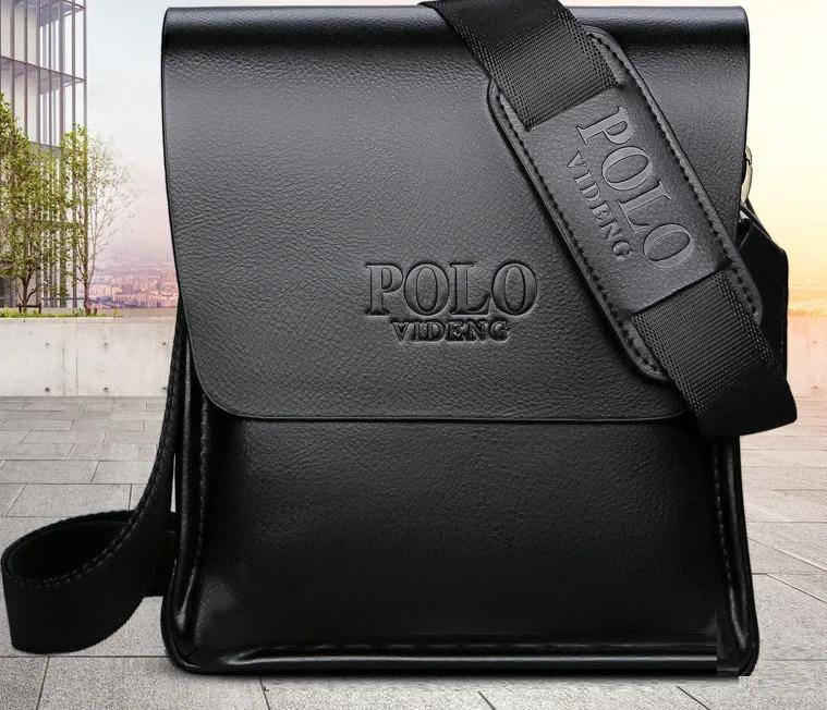 

Черная мужская стильная сумка планшет через плечо из эко-кожи Polo, Черный