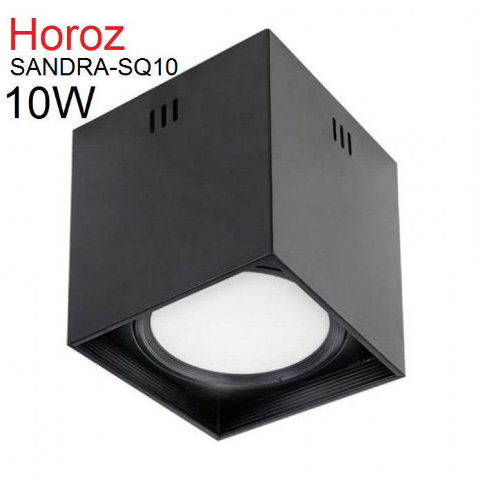 

Накладной светильник LED 10w 4200К Horoz SANDRA-SQ10 светодиодный точечный потолочный квадратный черный