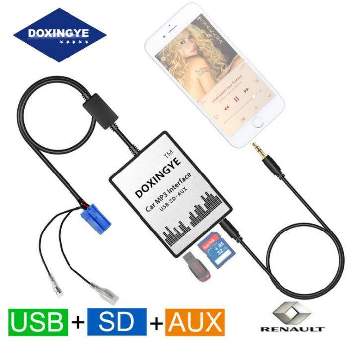

USB AUX адаптер, эмулятор Renault для штатной магнитолы 8, 12pin Рено.
