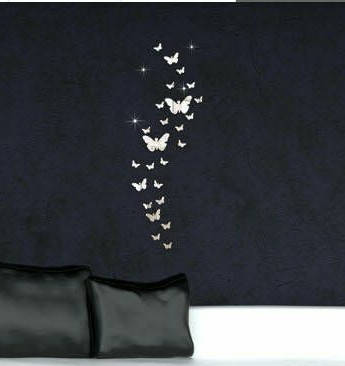 

Зеркальные акриловые наклейки на стену "бабочки зеркальные 33шт набор", Светло-серый