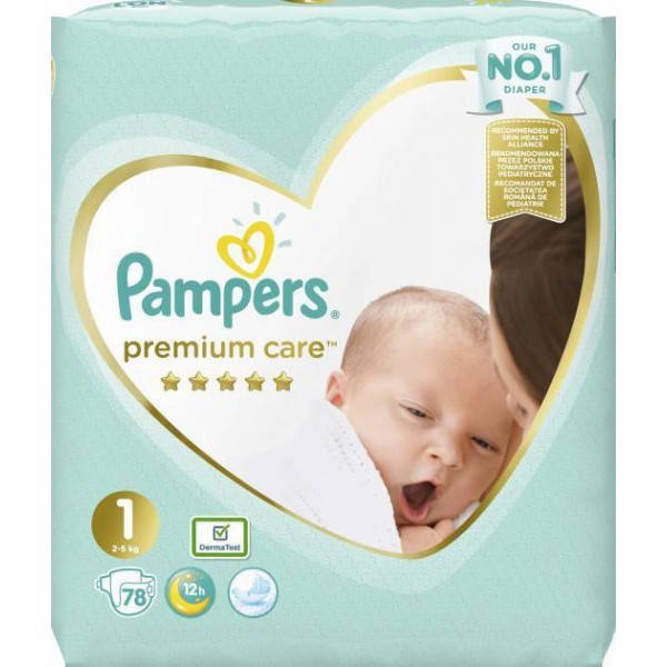 

Подгузники Pampers Premium Care Размер 1 (2-5 кг), 78 шт, Белый