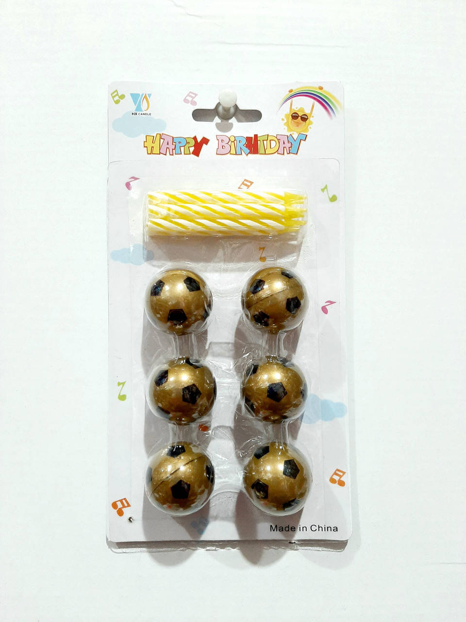 

Свечи в торт футбольный мяч (уп.6шт.) золото