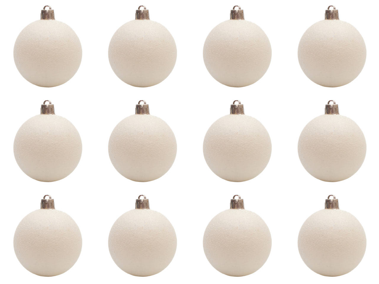 

Набор елочных игрушек - шары, 12 шт, D6 см, белый, глиттер, пластик (251147)