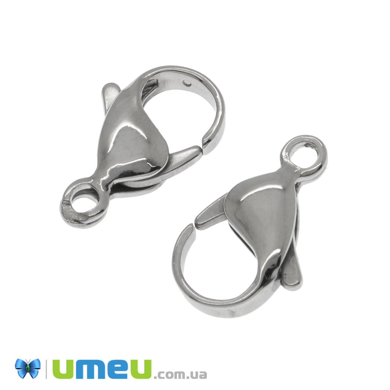 

Замок-карабин из нержавеющей стали, 12х7 мм, Темное серебро, 1 шт (STL-042716)