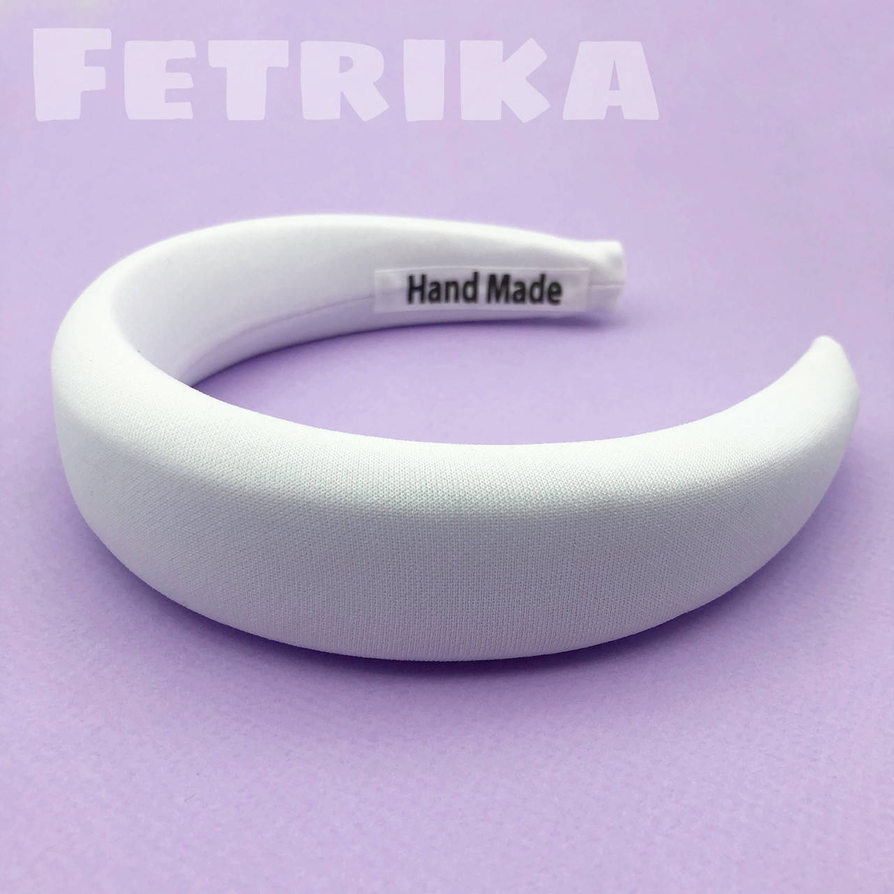 

Обруч объемный белый трикотажный креп 4 см