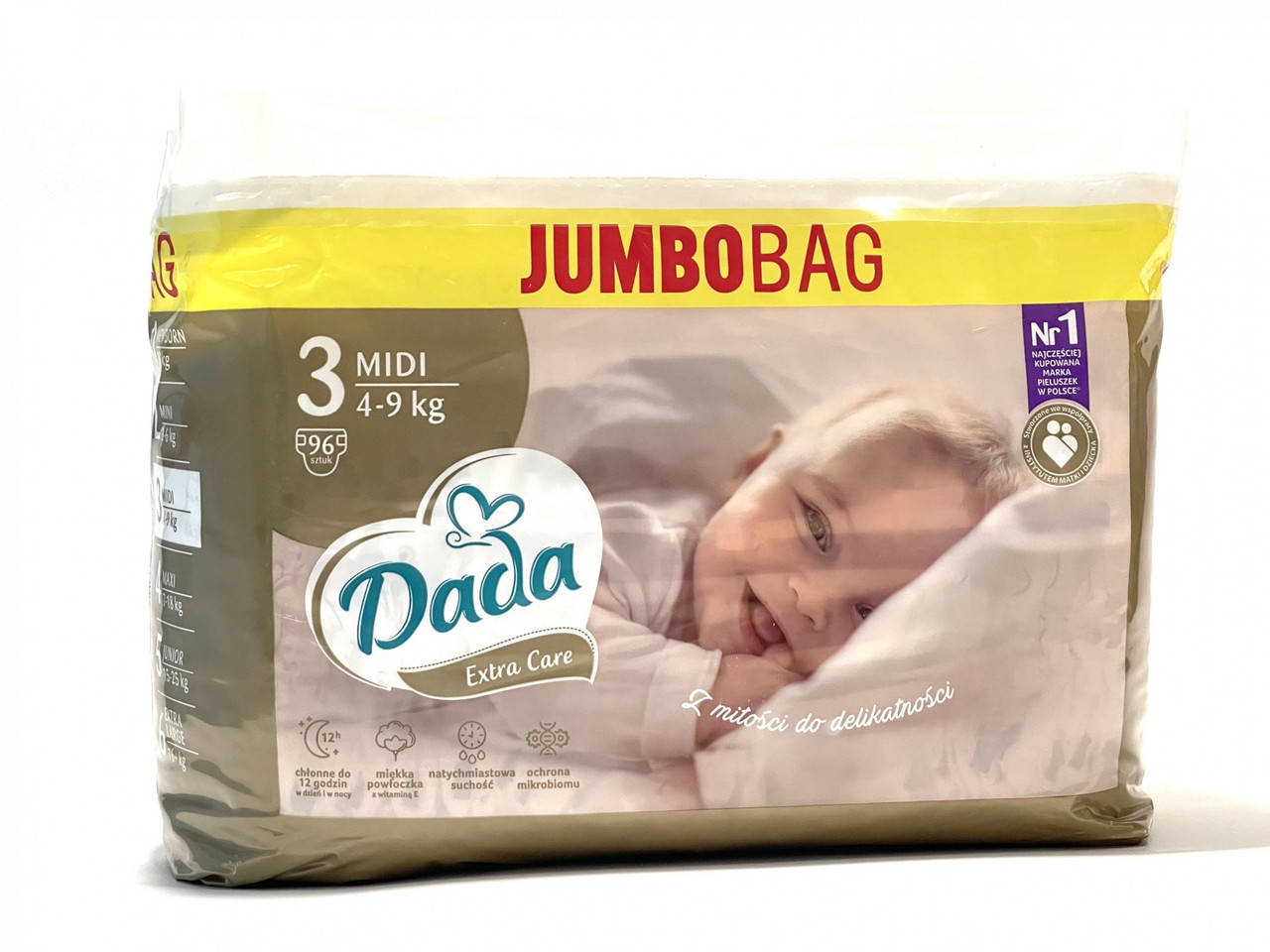 

Підгузки Dada Extra Care Jumbo Bag Розмір 3 , 4-9 кг, 96 шт