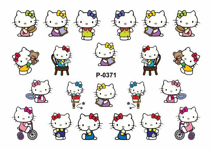 

Слайдер дизайн Водный слайдер дизайн для ногтей с яркой печатью рельефный Хеллоу китти, Разные цвета