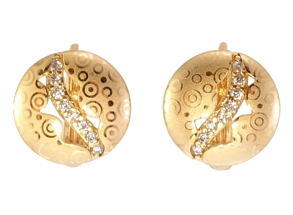 

Серьги Xuping Позолота 18K колечки "Круги с узором напылением и дорожками циркония"