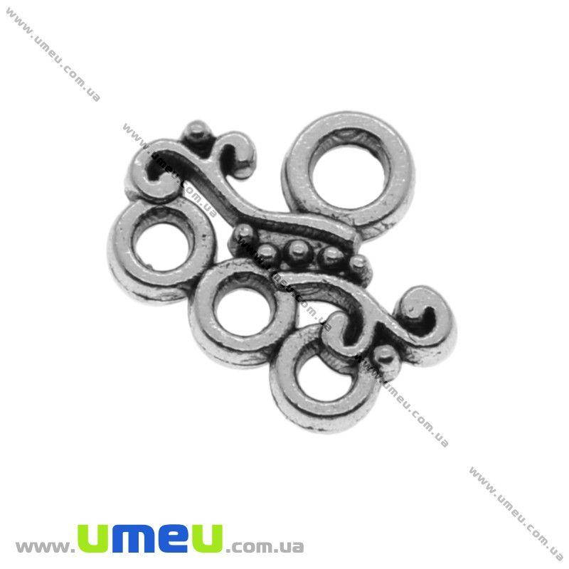 

Коннектор металлический на 3 отверстия, 14х11 мм, Темное серебро, 1 шт (KON-010884)