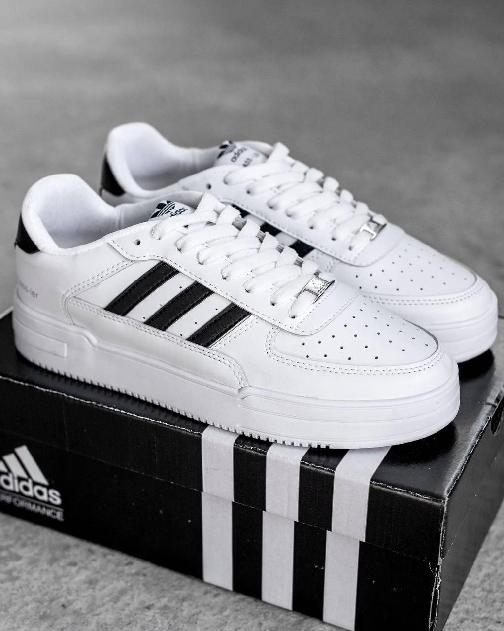 

Стильні чоловічі кросівки адідас adidas демісезонні кросовки білі шкіряні, Белый